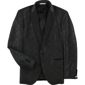 0909 Mens Two Tone One Button Blazer Jacket, Black, NWT